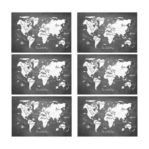 world map Placemat 12’’ x 18’’ (Set of 6)