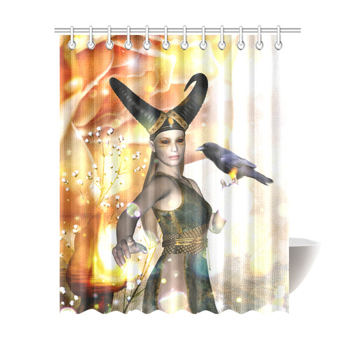 Awesome fantasy girl with crow Shower Curtain 69"x84"