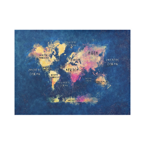 world map oceans and continents Placemat 14’’ x 19’’ (Set of 4)