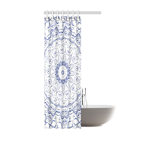 Blue Floral Lace Mandala Shower Curtain 36"x72"