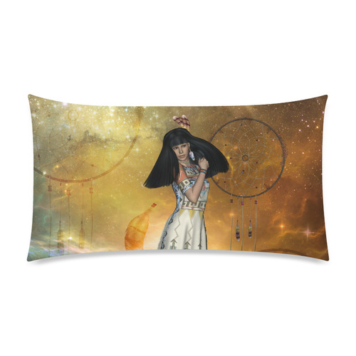 Wonderful indian with dreamcatcher Rectangle Pillow Case 20"x36"(Twin Sides)