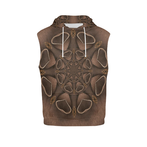 leather fantasy flower in mandala style All Over Print Sleeveless Hoodie for Women (Model H15)