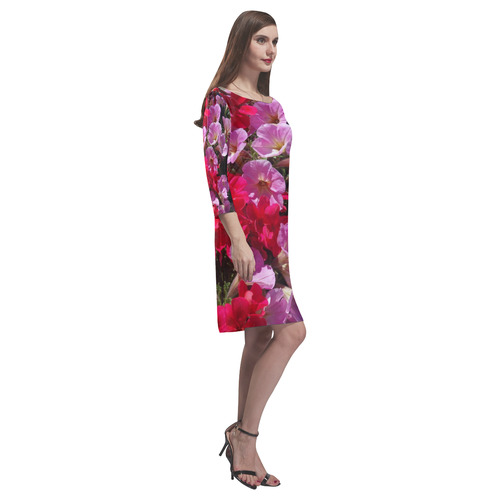 wonderful pink flower mix by JamColors Rhea Loose Round Neck Dress(Model D22)