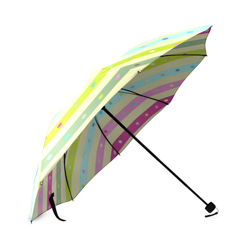 Pink Blue Green Polka Dots Stripes Foldable Umbrella (Model U01)