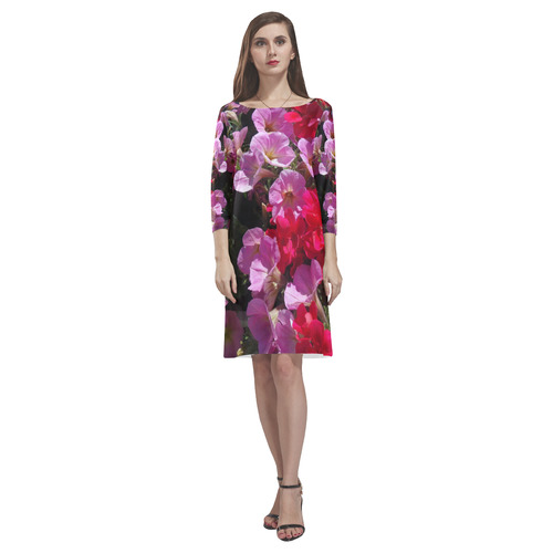 wonderful pink flower mix by JamColors Rhea Loose Round Neck Dress(Model D22)