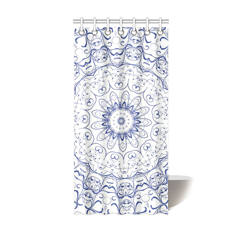 Blue Floral Lace Mandala Shower Curtain 36"x72"