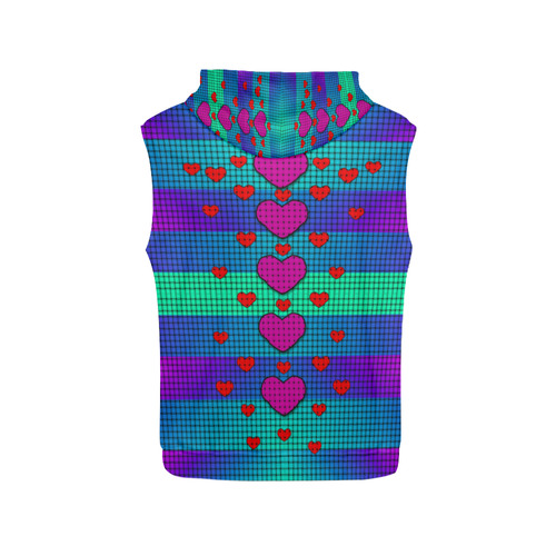 hearts and rainbows All Over Print Sleeveless Hoodie for Women (Model H15)