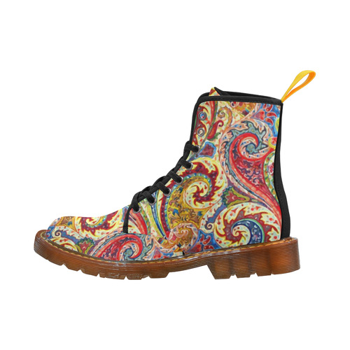 Red Blue Indian Vintage Paisley Pattern Martin Boots For Women Model 1203H
