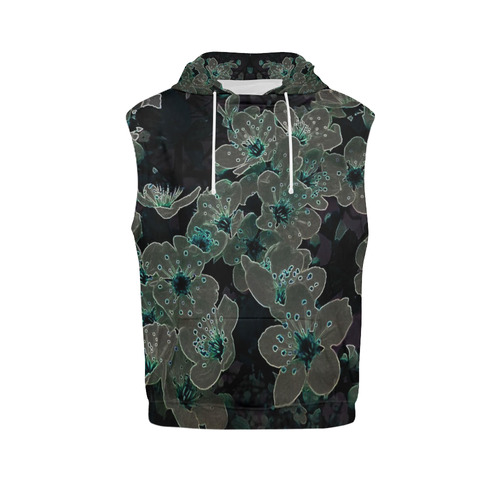 Glowing Flowers in the dark C by JamColors All Over Print Sleeveless Hoodie for Women (Model H15)
