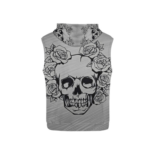 skull with roses All Over Print Sleeveless Hoodie for Kid (Model H15)