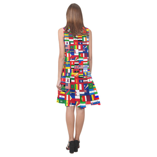 WORLD FLAGS 2 Sleeveless Splicing Shift Dress(Model D17)