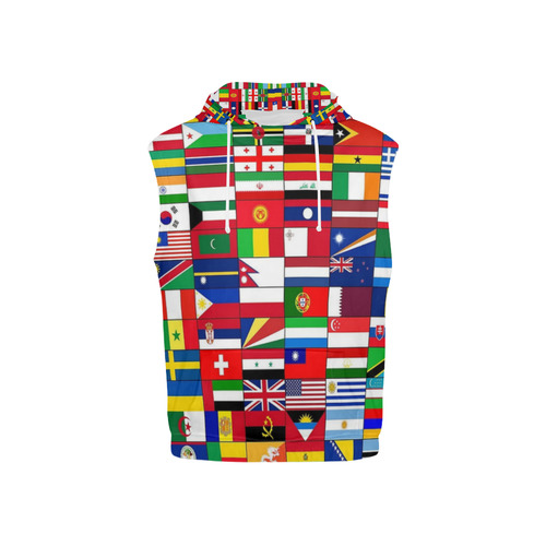 WORLD FLAGS 2 All Over Print Sleeveless Hoodie for Kid (Model H15)