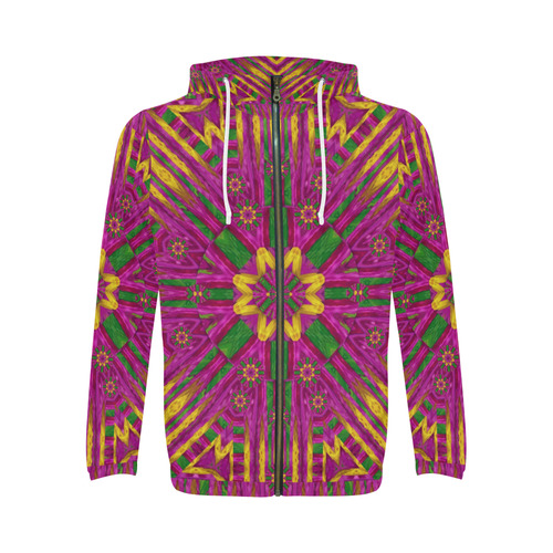 Feather stars mandala pop art All Over Print Full Zip Hoodie for Men (Model H14)