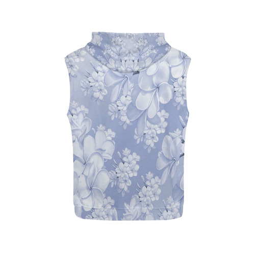 Delicate floral pattern,blue All Over Print Sleeveless Hoodie for Women (Model H15)