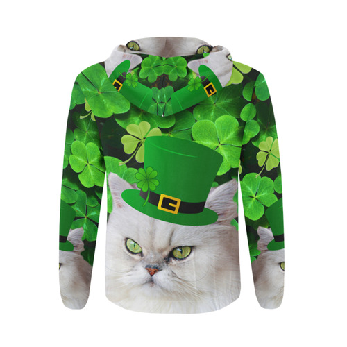 Patrick Irish Cat All Over Print Full Zip Hoodie for Men (Model H14)