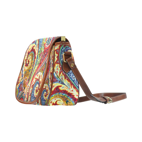 Red Blue Indian Vintage Paisley Pattern Saddle Bag/Small (Model 1649) Full Customization