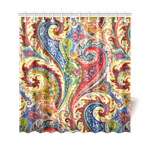 Red Blue Indian Vintage Paisley Pattern Shower Curtain 69"x72"