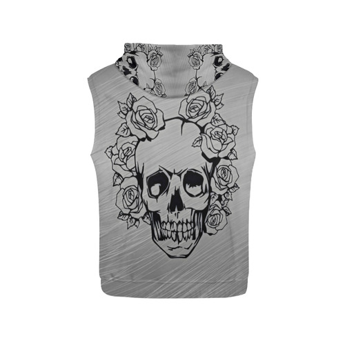 skull with roses All Over Print Sleeveless Hoodie for Men (Model H15)