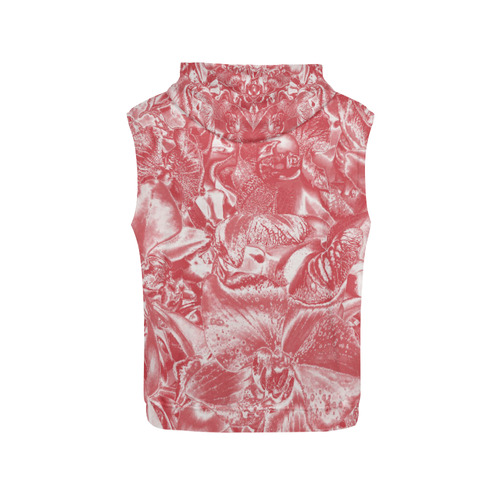 Shimmering floral damask pink All Over Print Sleeveless Hoodie for Women (Model H15)