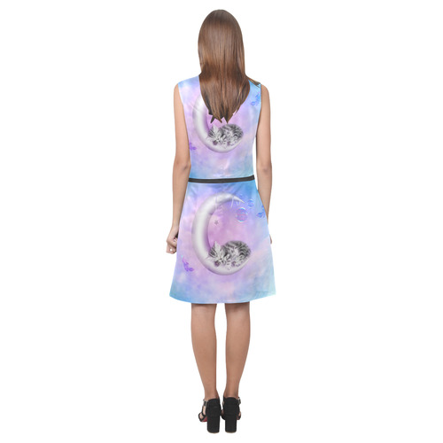 Cute sleeping kitten Eos Women's Sleeveless Dress (Model D01)