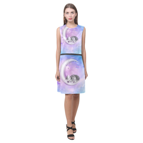 Cute sleeping kitten Eos Women's Sleeveless Dress (Model D01)