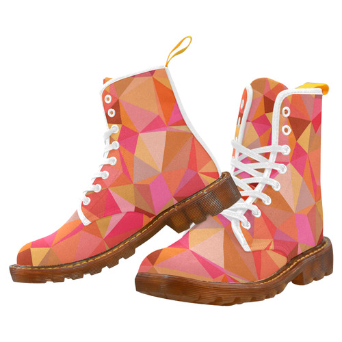 Red Orange Pink Geometric Triangles Martin Boots For Women Model 1203H