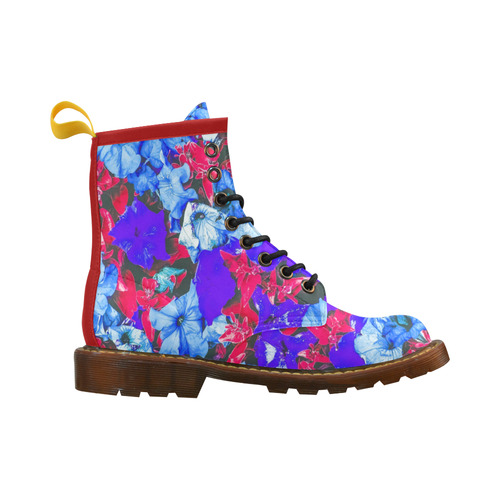 closeup flower texture abstract in blue purple red High Grade PU Leather Martin Boots For Men Model 402H