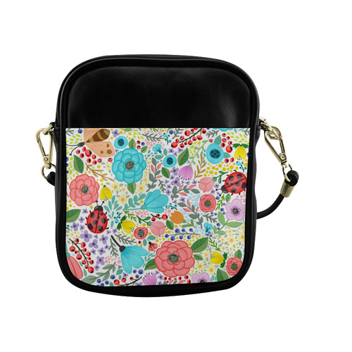 Colorful Floral Pattern With Ladybugs Sling Bag (Model 1627)