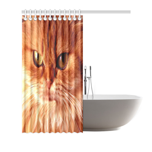 Orange Cat Shower Curtain 72"x72"