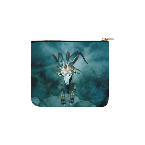 The billy goat with feathers and flowers Carry-All Pouch 6''x5''