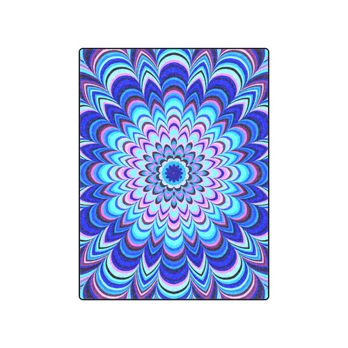 Neon blue striped mandala Blanket 50"x60"