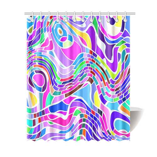 Abstract Pop Colorful Swirls Shower Curtain 69"x84"