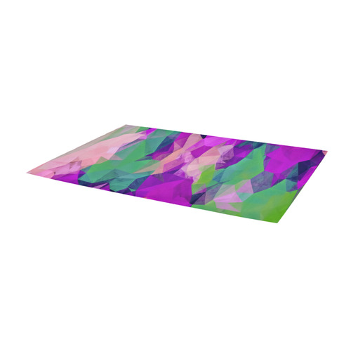 psychedelic geometric polygon pattern abstract in pink purple green Area Rug 9'6''x3'3''