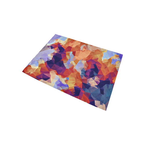 psychedelic geometric polygon pattern abstract in orange brown blue purple Area Rug 5'3''x4'