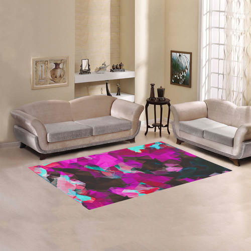 psychedelic geometric polygon abstract pattern in purple pink blue Area Rug 5'x3'3''