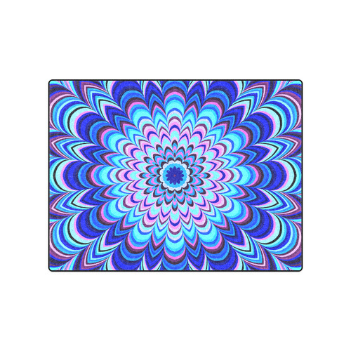 Neon blue striped mandala Blanket 50"x60"