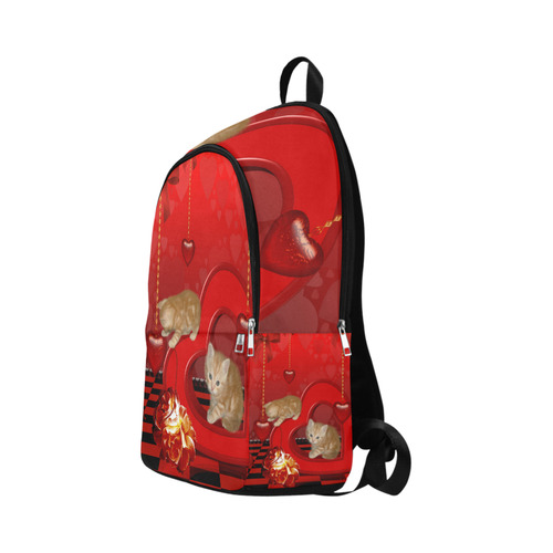 Cute kitten with hearts Fabric Backpack for Adult (Model 1659)