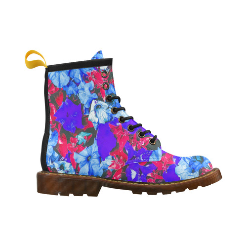 closeup flower texture abstract in blue purple red High Grade PU Leather Martin Boots For Men Model 402H