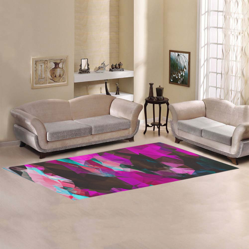psychedelic geometric polygon abstract pattern in purple pink blue Area Rug 9'6''x3'3''