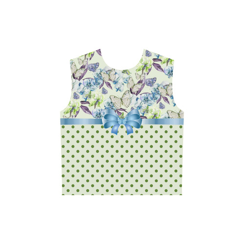 Watercolor Flowers Butterflies Polka Dots Ribbon B All Over Print Sleeveless Hoodie for Women (Model H15)