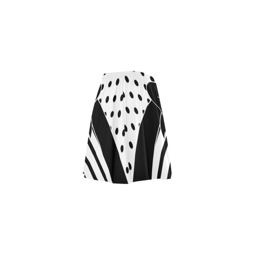 Polka Dots Stripes black white Ribbon black Mini Skating Skirt (Model D36)