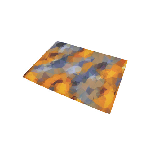 psychedelic geometric polygon abstract pattern in orange brown blue Area Rug 5'x3'3''