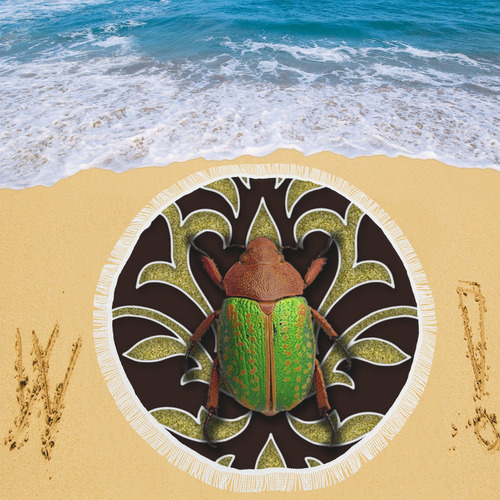 Collage Lime Beetle-Gloria Sanchez Circular Beach Shawl 59"x 59"