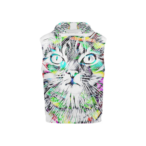 AnimalArtStudio The CAT by JamColors All Over Print Sleeveless Hoodie for Kid (Model H15)