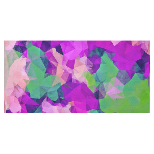 psychedelic geometric polygon pattern abstract in pink purple green Cotton Linen Tablecloth 60"x120"
