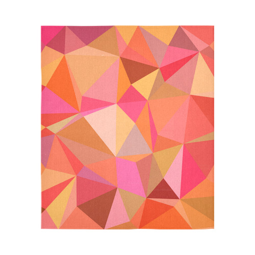 Red Orange Pink Geometric Triangles Cotton Linen Wall Tapestry 51"x 60"