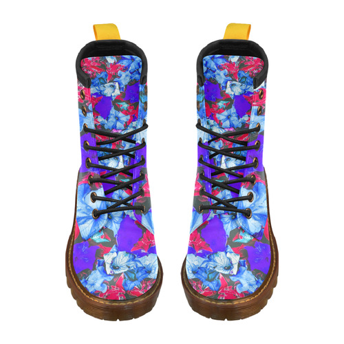 closeup flower texture abstract in blue purple red High Grade PU Leather Martin Boots For Men Model 402H