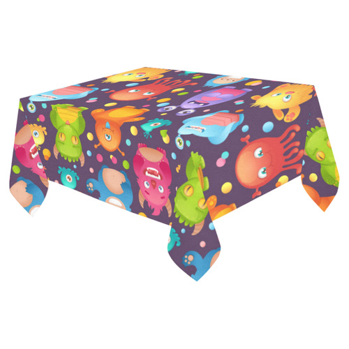 Cute Colorful Monsters Cotton Linen Tablecloth 52"x 70"