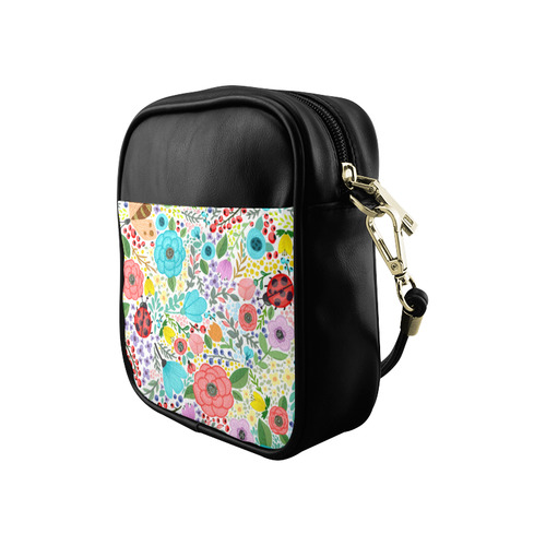 Colorful Floral Pattern With Ladybugs Sling Bag (Model 1627)
