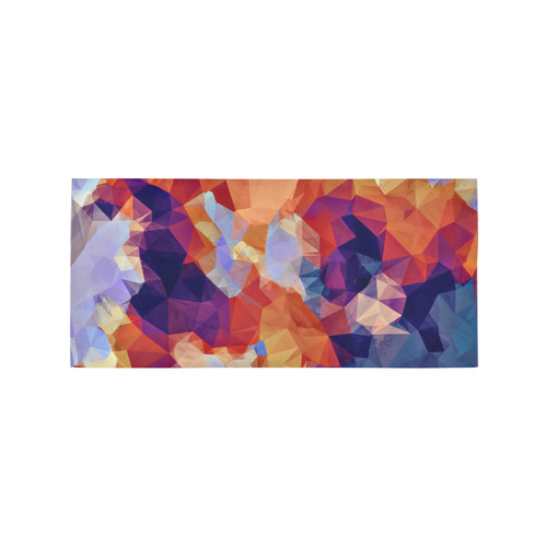 psychedelic geometric polygon pattern abstract in orange brown blue purple Area Rug 7'x3'3''